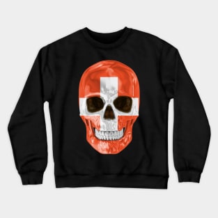 Switzerland Flag Skull - Gift for Swiss With Roots From Switzerland Crewneck Sweatshirt